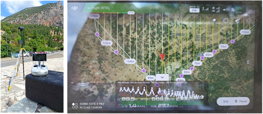 23/07/2021: Εργασίες αεροφωτογράφησης μέσω drone του συνόλου του αρχαιολογικού χώρου Δελφών